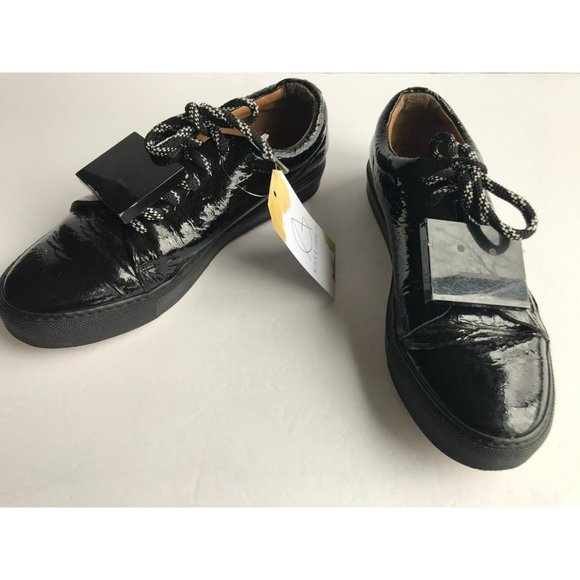 Acne Studios Adriana Black Patent Leather Lace-Up Shoes, Size 7 (US) 37 (IT) - Picture 1 of 11